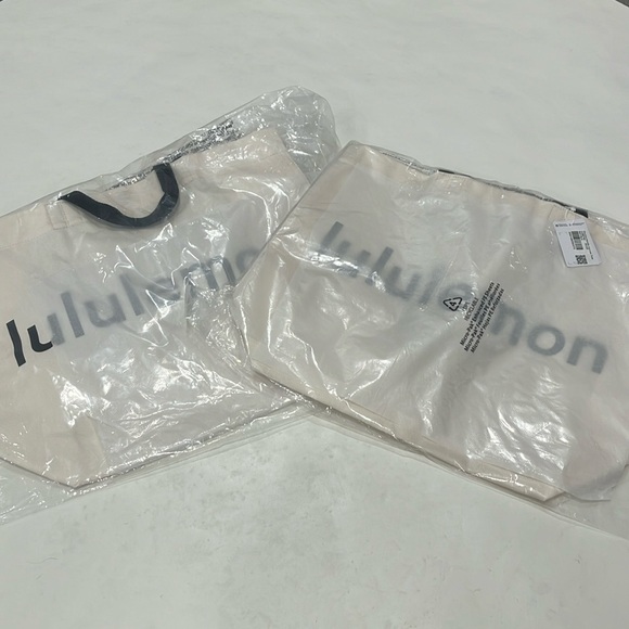 Lululemon Athletica Double Handle Canvas Tote Bag NEW - Picture 5 of 5